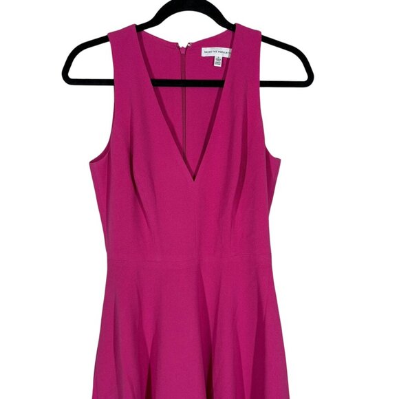 Dress the Population Pink Sleeveless Fit & Flare Dress with Pockets Size Small - Picture 3 of 8